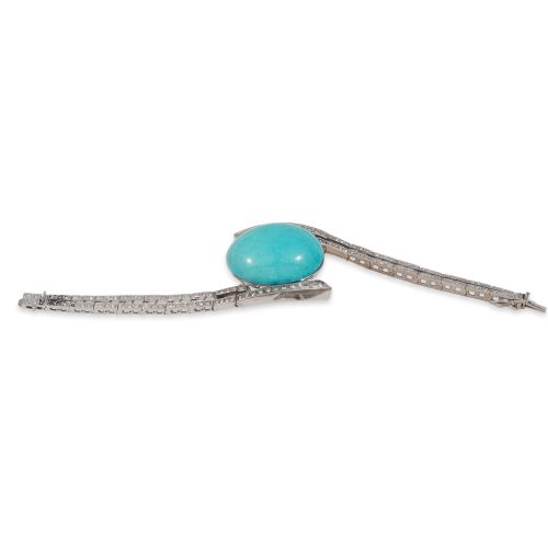BRAZALETE DE ORO, DIAMANTES Y TURQUESA