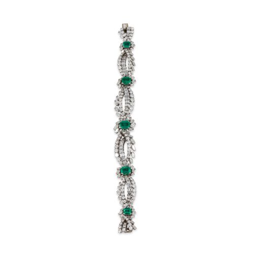 BRAZALETE DE ORO, DIAMANTES Y ESMERALDAS