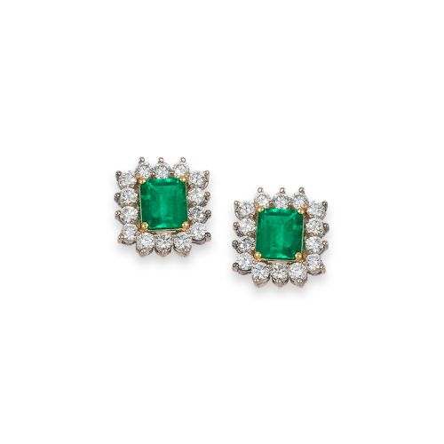 PENDIENTES DE ESMERALDAS Y BRILLANTES