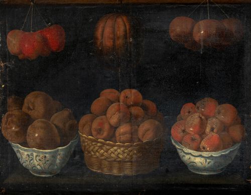 ATRIBUIDO A ALEJANDRO DE LOARTE, "Frutas colgando, cesto co