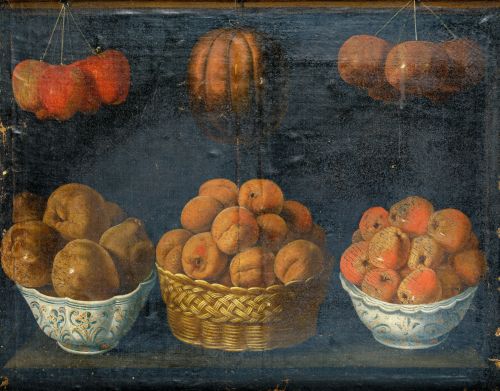 ATRIBUIDO A ALEJANDRO DE LOARTE, "Frutas colgando, cesto co
