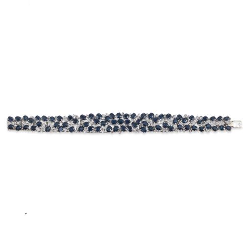 PULSERA DE ORO BLANCO CON ZAFIROS Y DIAMANTES