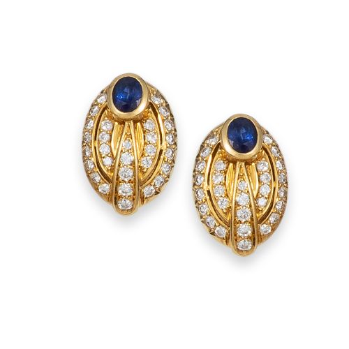 PENDIENTES DE ORO CON ZAFIROS Y BRILLANTES