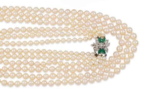 COLLAR DE TRES VUELTAS DE PERLAS CULTIVADAS 
