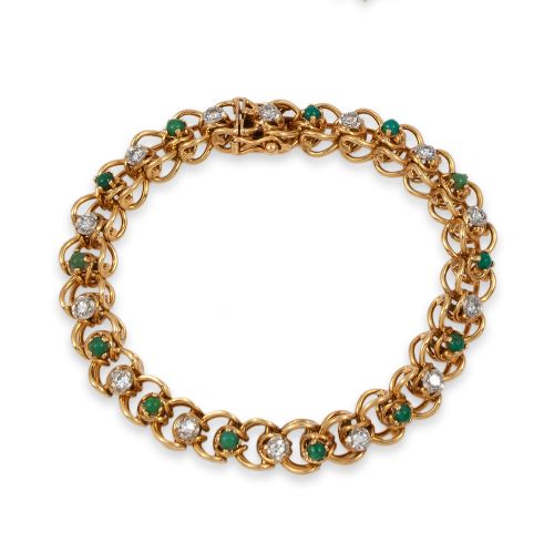 PULSERA VINTAGE DE ORO DIAMANTES Y TURQUESAS