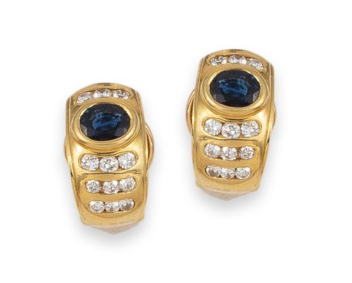 PENDIENTES  DE ORO ZAFIROS y BRILLANTES