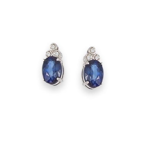PENDIENTES DE ORO BLANCO CON ZAFIROS Y DIAMANTES
