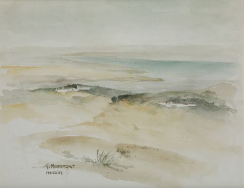 GERARD MOORTGAT, "Paisaje costero de Tenerife", Acuarela so