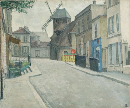 ESCUELA FRANCESA, “Le moulin de la Galette”, Óleo sobre li