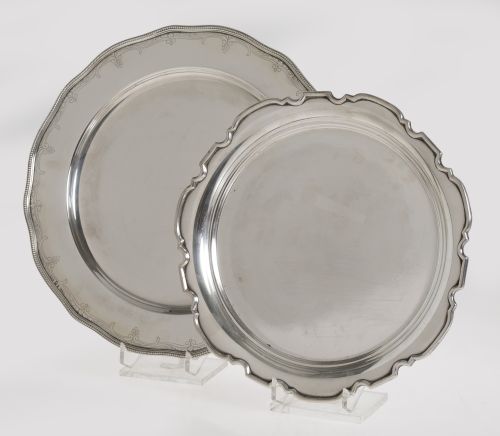 Bandeja circular de perfil mixtilíneo con marcas ley 925, S