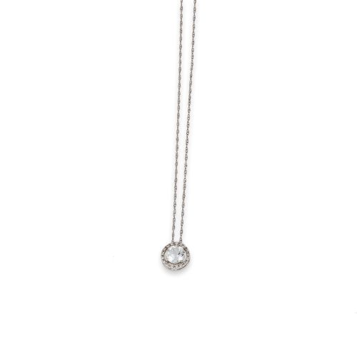 COLLAR CON ROSETON DE ORO CON TOPACIO Y DIAMANTES
