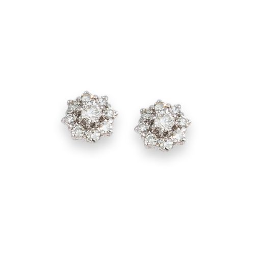 PENDIENTES ROSETA EN ORO BLANCO CON DIAMANTES