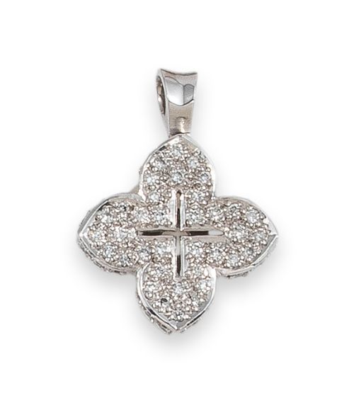 CRUZ DE ORO BLANCO CON DIAMANTES
