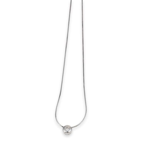 COLLAR DE ORO BLANCO CON DIAMANTE EN CHATON