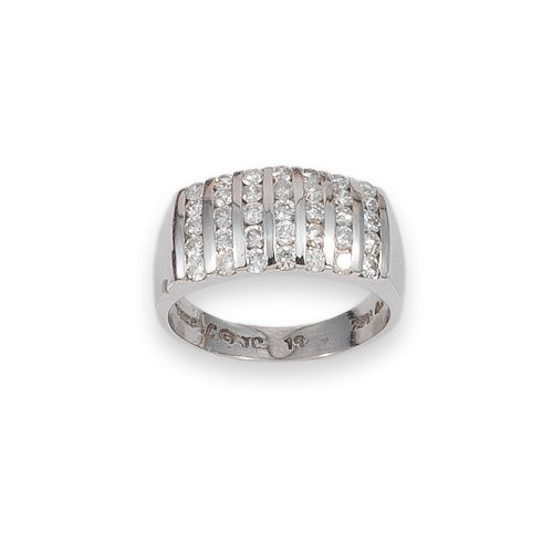 SORTIJA DE ORO BLANCO CON SIETE HILERAS DE DIAMANTES