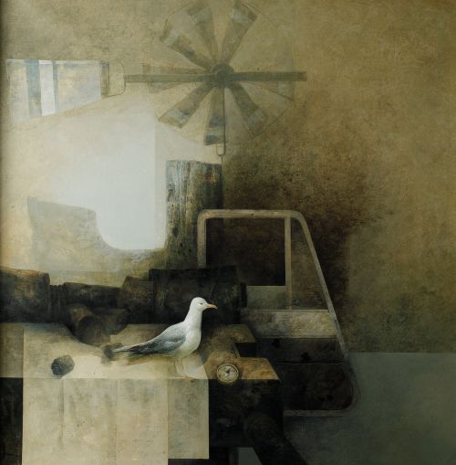 MANUEL  LÓPEZ HERRERA, "Gaviota", Óleo sobre lienzo