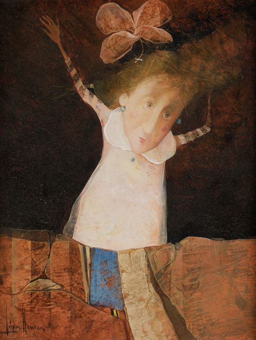 MANUEL  LÓPEZ HERRERA, "Muñeca", Óleo sobre lienzo