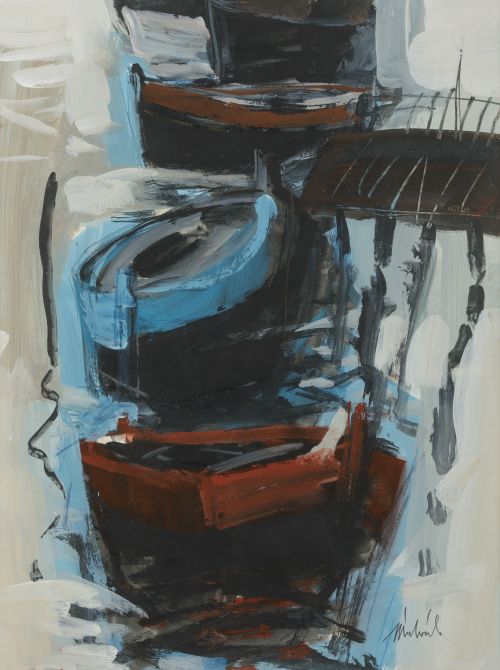JOAQUIN MICHAVILA, "Barcas", Acuarela sobre papel