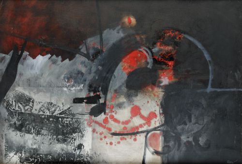 ANTONI CLAVÉ, "Fruits noir et rouge", 1969, Óleo sobre lien