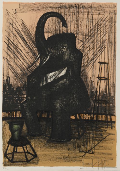 BERNARD BUFFET, "Elephant, from Mon Cirque", 1968, Litograf