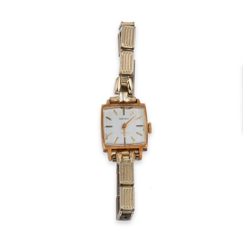 RELOJ SEIKO AÑOS 40 DE ORO Y PULSERA METAL CHAPADO