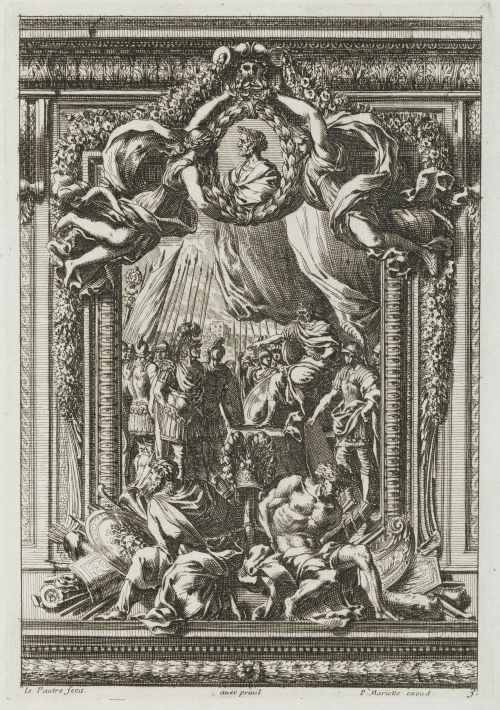 PIERRE MARIETTE, "Decoración de una galería con escena mili