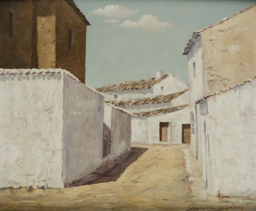 BERNABÉ RAMOS RAMÍREZ DE ARELLANO, "Pueblo manchego", Óleo