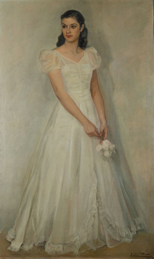 MANUEL  LEÓN ASTRUC, "Retrato de novia", Óleo sobre lienzo