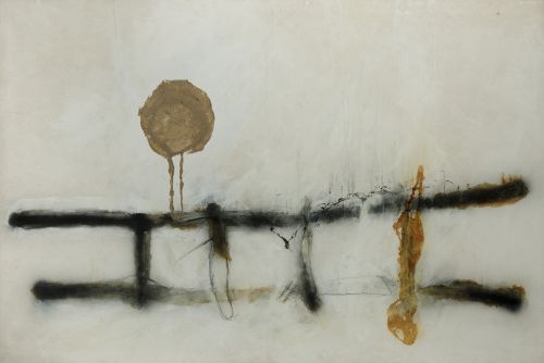 RAMÓN SATRUSTEGUI, "Escalera horizontal con cazo", 1987, Té