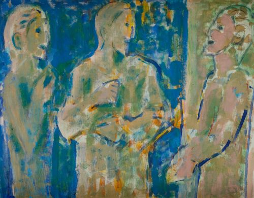 PEDRO GASTÓ , "Tres actores", Óleo sobre lienzo