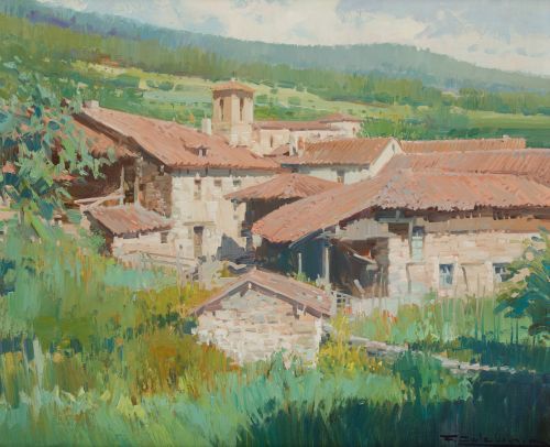 FRANCISCO CALABUIG, "Pueblo", Óleo sobre lienzo