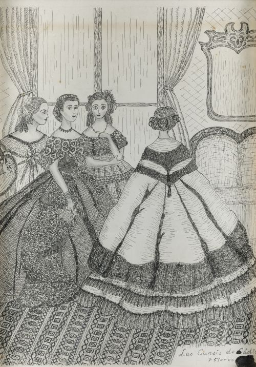 ESCUELA ESPAÑOLA, "Las cursis de Cádiz", Tinta sobre papel