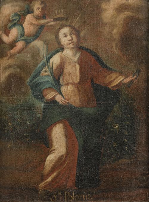 ESCUELA SEVILLANA, "Santa Apolonia", Óleo sobre lienzo.