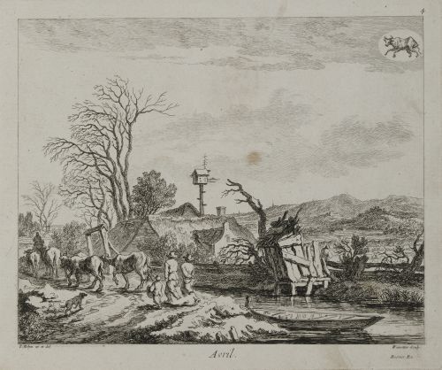 PIETER DE MOLIJN, "Los doce meses del año", Doce grabados a