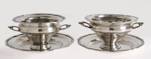 Pareja de salseras de plata española, Pérez Fernández, ley