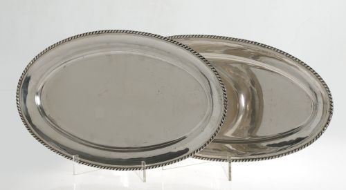 Dos fuentes de plata española ley 916, S. XX