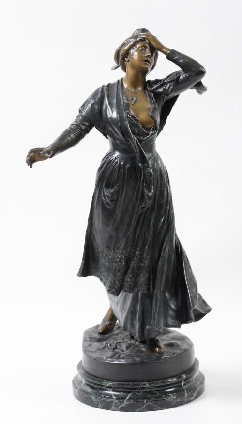 "Mireille", escultura de calamina patinada, Francia, S. XX