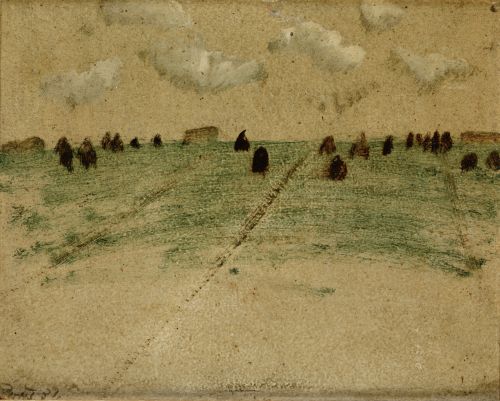 FRANCISCO BORES, "Paisaje", 1934, Óleo sobre cartón