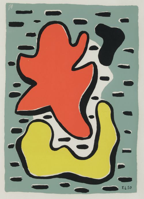 FERNAND LEGER (DESPUÉS), "Formes rouge et jaune", Serigrafí