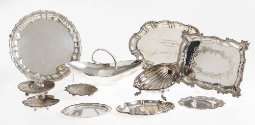 Lote de once piezas de plata contrastada, España, S.XX