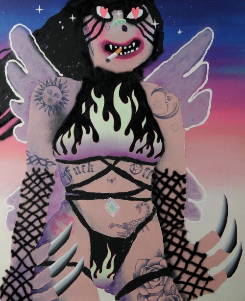 BEL FULLANA, "Esmeralda", 2022, Óleo y espray sobre lienzo