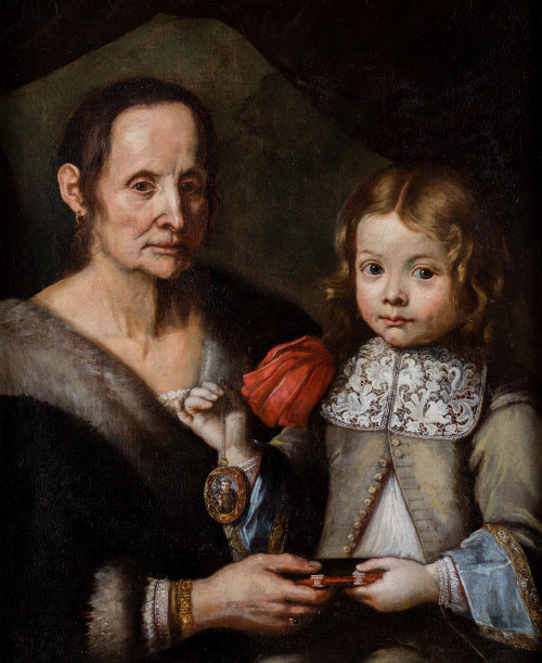 "Retrato de abuela y nieto" y "Retrato de abuela y nieta"