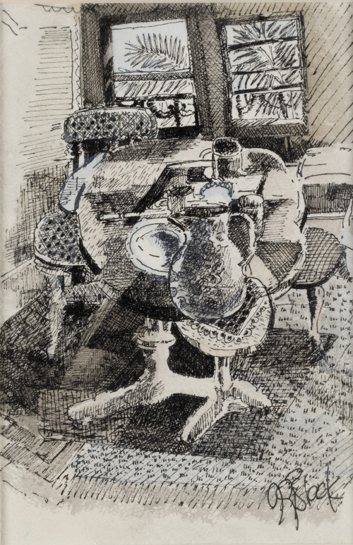 JAMES GRANT BLACK, "Bodegon", Tienta china y aguada sobre p