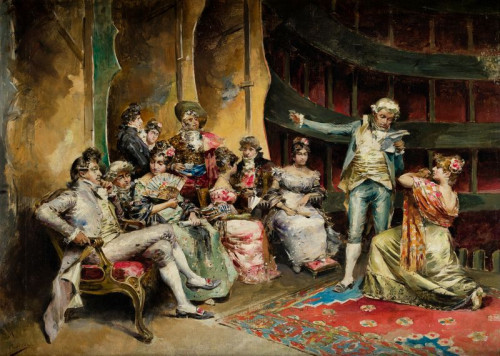 JOSE DENIS  BELGRANO, "El ensayo de antaño", Óleo sobre lie