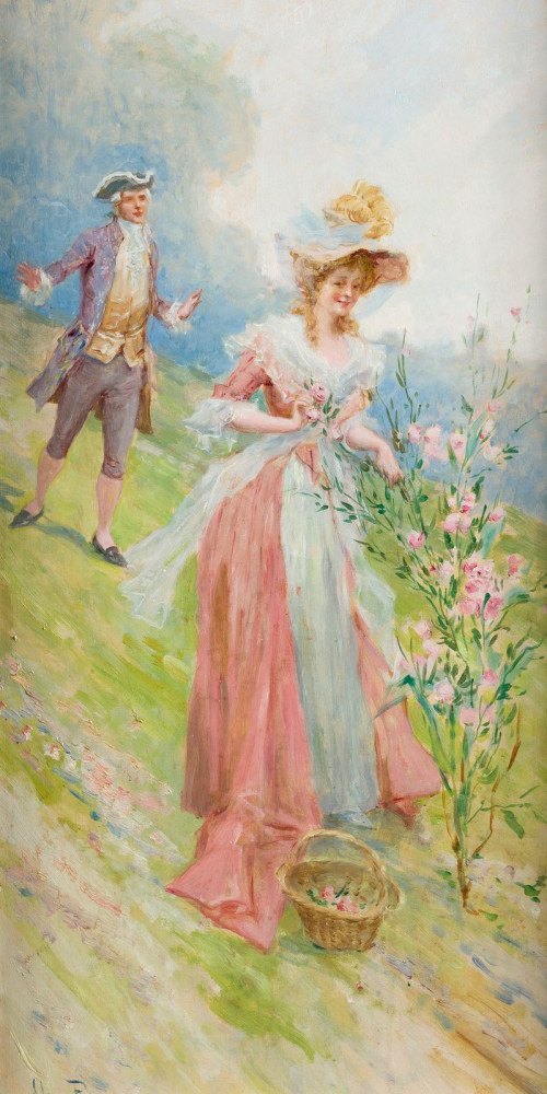 MARIANO ALONSO  PÉREZ VILLAGRASA, "La pareja", Óleo sobre l