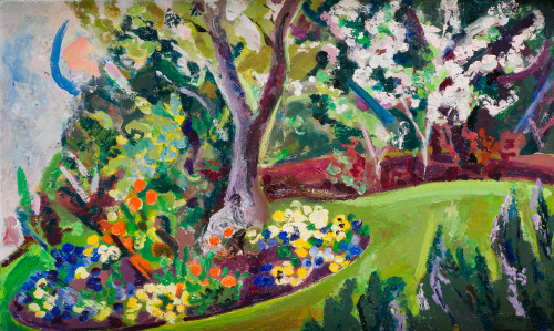 MENCHU GAL, "Mi jardín", 1971, Óleo sobre tablex