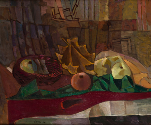 FRANCISCO BORES, "Hoja seca y manzana", 1940, Óleo sobre li