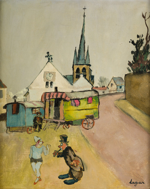 CELSO LAGAR, "Circenses delante de la Iglesia, Óleo sobre l