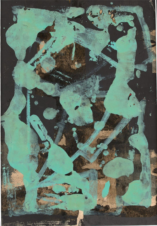 ESCUELA ESPAÑOLA S. XX, "Composición en verdes", Técnica mi