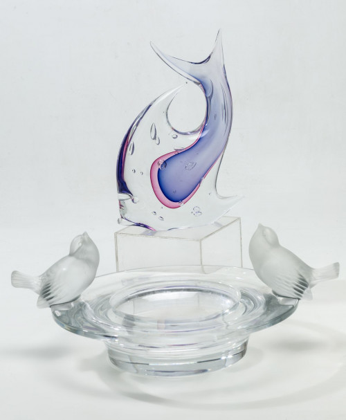 "Delfín", figura de cristal doblado y soplado, Murano, Ital